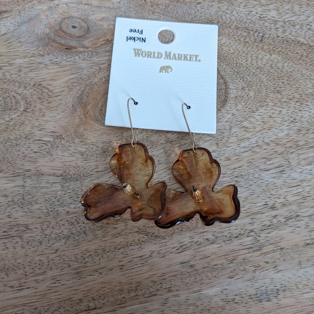 World Market Dangle Flower Earrings